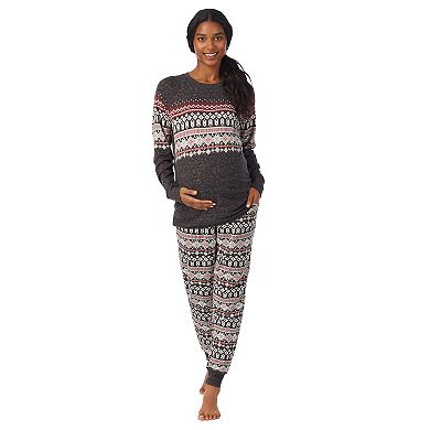 Maternity Cuddl Duds® 3-pc. Sweater Knit Pajama Top, Banded Bottom Pajama Pants & Scrunchie Sleep Set