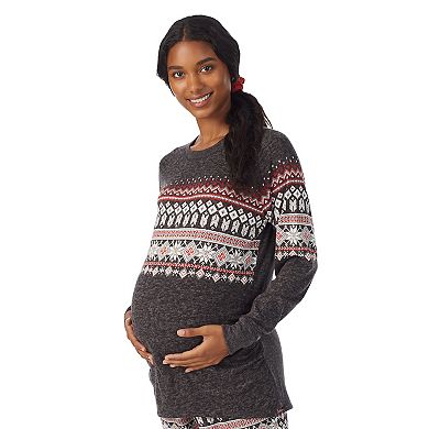 Maternity Cuddl Duds® 3-pc. Sweater Knit Pajama Top, Banded Bottom Pajama Pants & Scrunchie Sleep Set