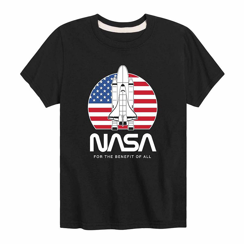 Boys 8-20 NASA US Flag Benefit Of All Graphic Tee, Boys, Size: Small, Blac