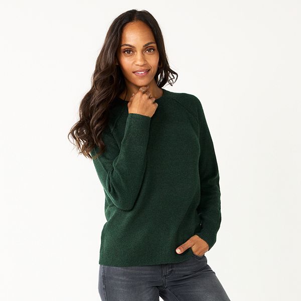 Womens Sonoma Goods For Life® Pull-On Raglan Sweater - Dark Green (X LARGE)