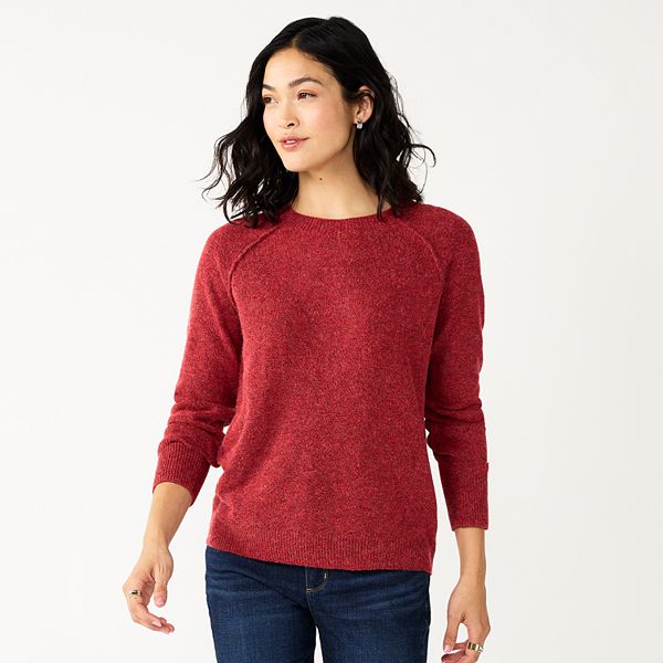 Womens Sonoma Goods For Life® Pull-On Raglan Sweater - Red (LARGE)