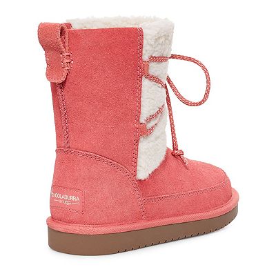 Koolaburra Girls Boots Pink White Size 3 Big Kid Michon Short Suede Boots Wrap retailer