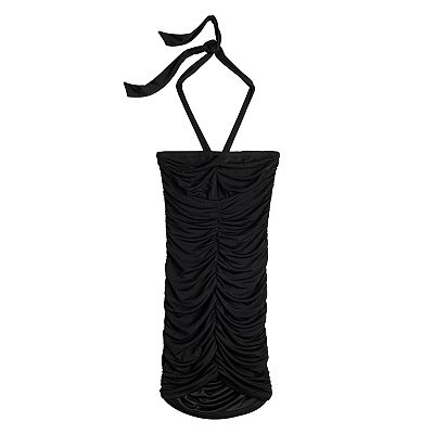 sachin and babi light blue dress Womens Halter Dress Tie Neck Side Ruched Bodycon Mini Dress Black S : Target