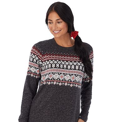 Women's Cuddl Duds 3-pc. Knit Long Sleeve Pajama Top, Banded Bottom Pajama Pants & Scrunchie Set