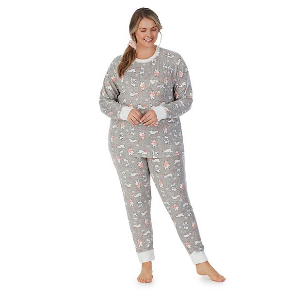 Plus Size Cuddl Duds 3-pc. Knit Long Sleeve Pajama Top, Banded Bottom ...