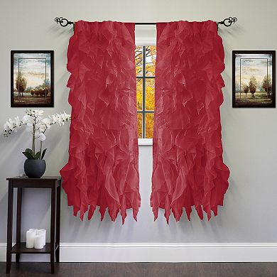 Sweet Home Collection Sheer Voile Vertical Ruffle Window Curtain