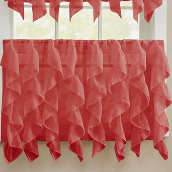 Sweet Home 2 pc Collection Sheer Voile Vertical Ruffle Curtain Panel Set