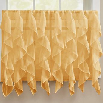 Sweet Home 2 pc Collection Sheer Voile Vertical Ruffle Curtain Panel Set