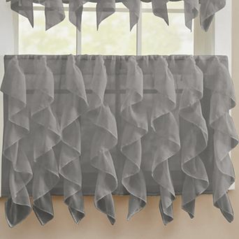 Sweet Home 2 pc Collection Sheer Voile Vertical Ruffle Curtain Panel Set