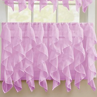 Sweet Home 2 pc Collection Sheer Voile Vertical Ruffle Curtain Panel Set