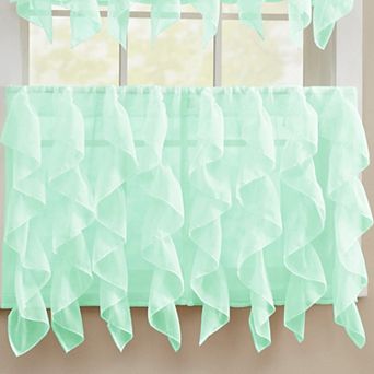 Sweet Home 2 pc Collection Sheer Voile Vertical Ruffle Curtain Panel Set