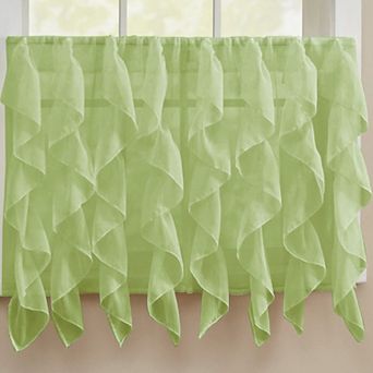 Sweet Home 2 pc Collection Sheer Voile Vertical Ruffle Curtain Panel Set
