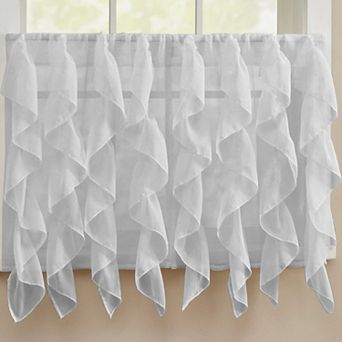 Sweet Home 2 pc Collection Sheer Voile Vertical Ruffle Curtain Panel Set