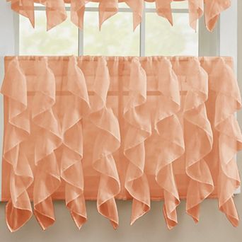 Sweet Home 2 pc Collection Sheer Voile Vertical Ruffle Curtain Panel Set