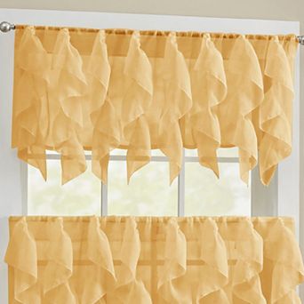 Sweet Home Collection Sheer Voile Vertical Ruffle Valence