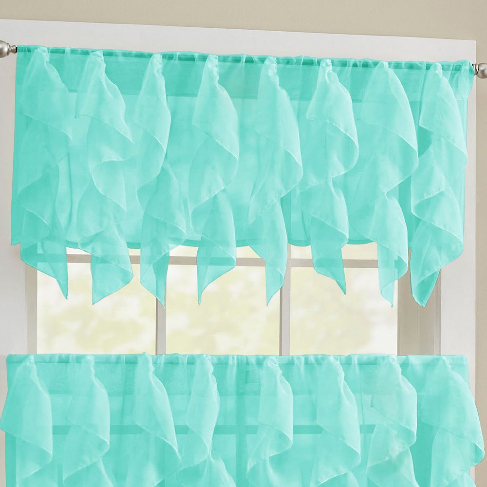Sweet Home Collection Sheer Voile Vertical Ruffle Valence
