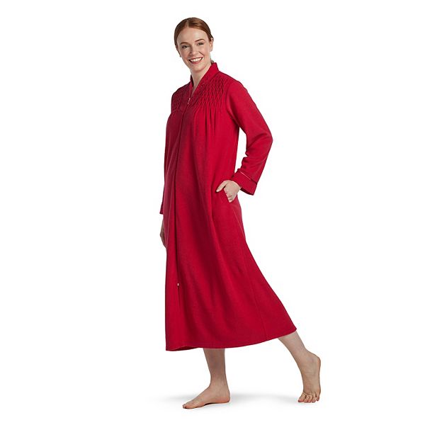 Women's Miss Elaine Essentials Brushed Back Terry Long Zipper Robe