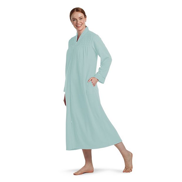 Petite Miss Elaine Essentials Brushed Back Terry Long Zipper Robe