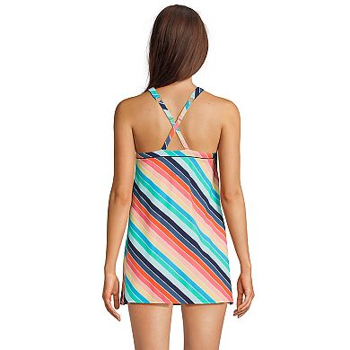 Women's Lands' End UPF 50 High Neck One-Piece Swim Dress