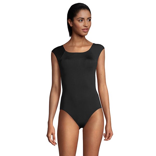 Women S Lands End Upf 50 Tummy Control Cap Sleeve One Piece Swimsuit