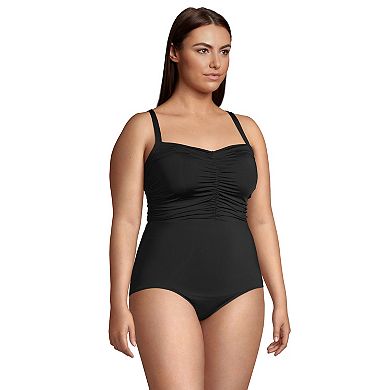 Plus Size Lands' End UPF 50 Tummy Control Sweetheart One-Piece Swimsuit