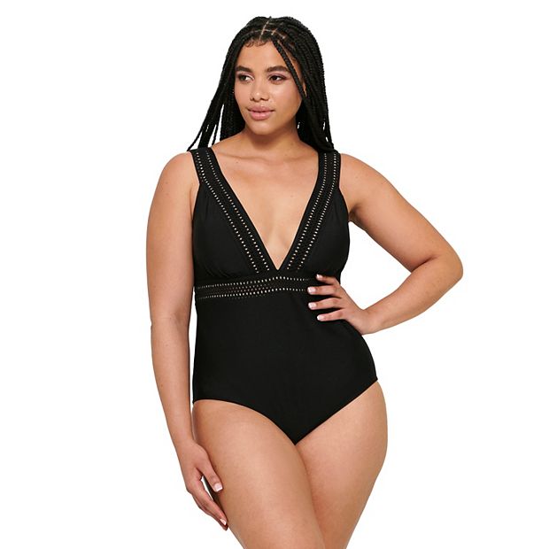 Women's Freshwater Metallic Plunge One-Piece Swimsuit