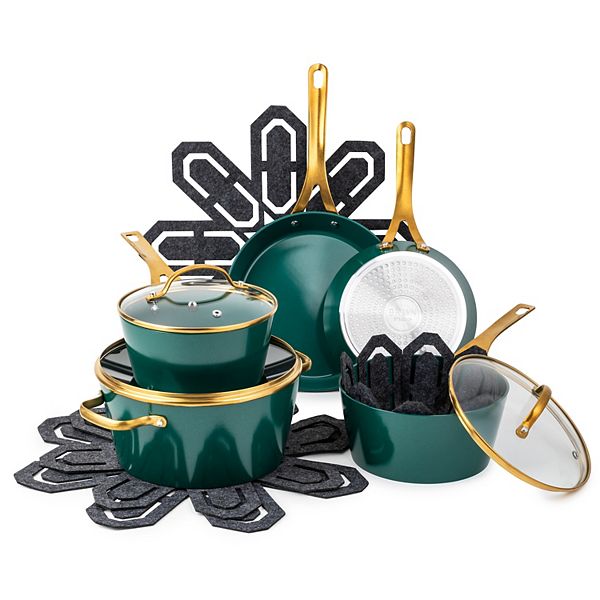 Satellite 12-Piece Aluminum Nonstick Cookware Set in Emerald