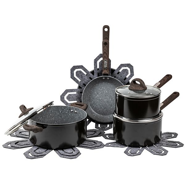 Brooklyn Steel Co 12 Piece Nonstick Cookware Set - Premium Durable Forged  Non Stick Pots and Pans Kitchen Cooking Set - Apartment Essentials