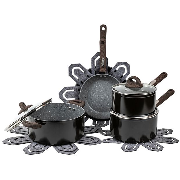 Black & Gold Constellation 12-Piece Nonstick Cookware Set