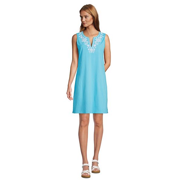 Petite Lands' End Embroidered Sleeveless Swim CoverUp Dress