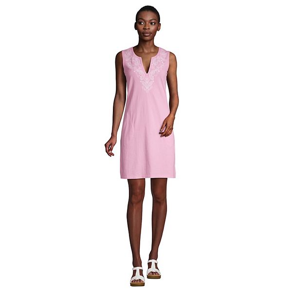 Petite Lands' End Embroidered Sleeveless Swim CoverUp Dress