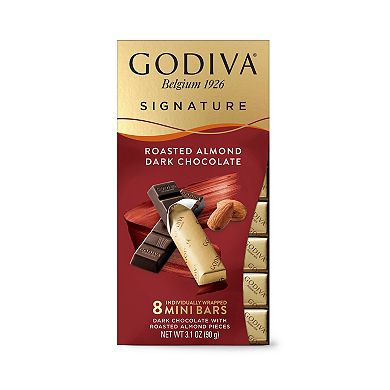 Godiva Signature 12 Pack of 8 Roasted Almond Dark Chocolate Mini Bars