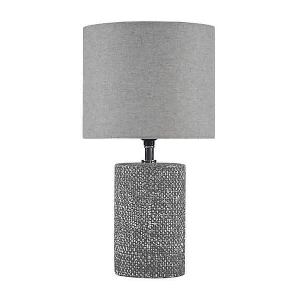 Athena Ceramic Table Lamp Black - Martha Stewart: Modern Drum Shade, Embossed Base, 16.34"H