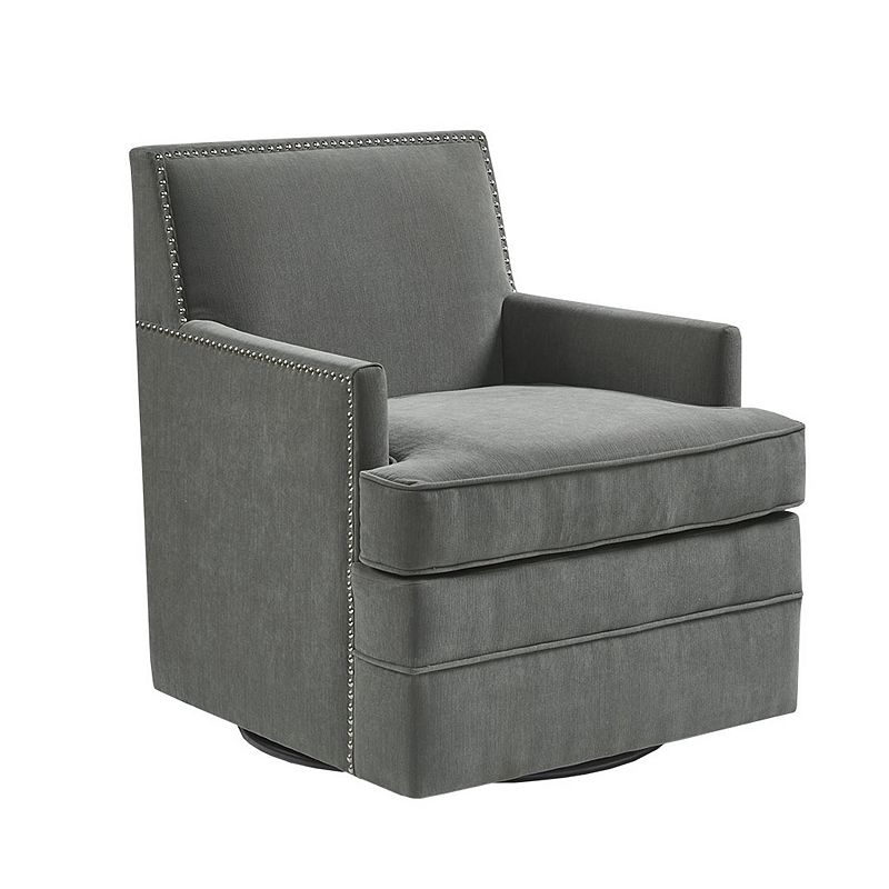 Madison Park Emerson 360 Degree Upholstered Swivel Accent Chair, Grey