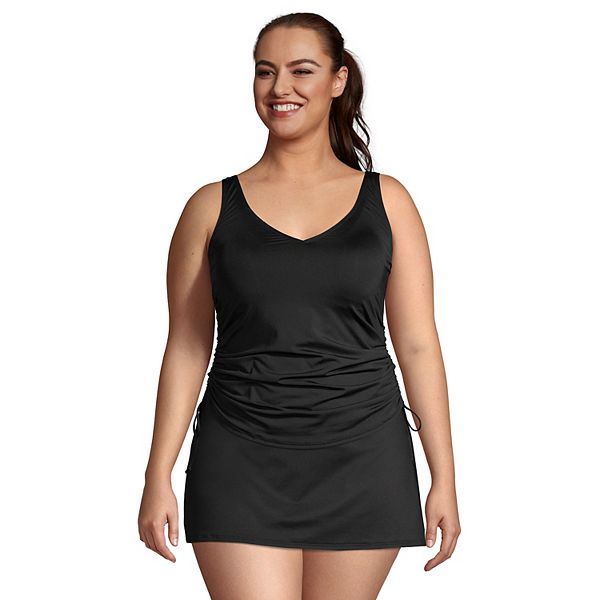 Plus Size Lands' End DD-Cup UPF 50 V-Neck Underwire Tankini Top