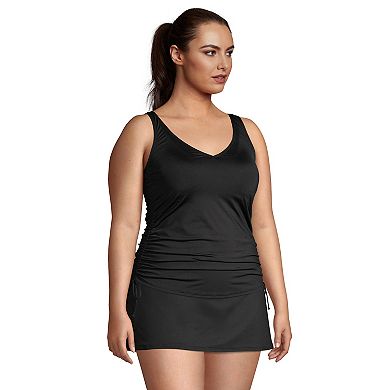 Plus Size Lands' End DD-Cup UPF 50 V-Neck Underwire Tankini Top
