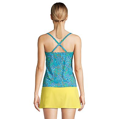 Women's Lands' End DD-Cup UPF 50 Tie-Front Underwire Bust Enhancer Tankini Top