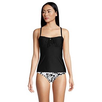 Women's Lands' End DD-Cup UPF 50 Tie-Front Underwire Bust Enhancer Tankini Top