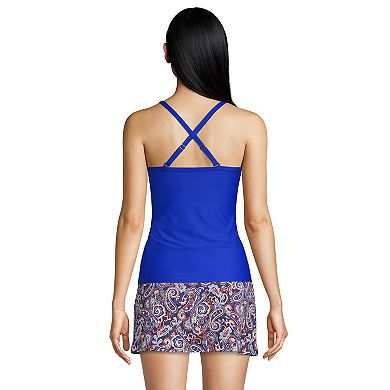 Women's Lands' End UPF 50 Tie-Front Underwire Bust Enhancer Tankini Top
