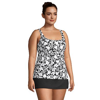 Plus Size Lands' End Mastectomy UPF 50 Squareneck Bust Minimizer Tankini Top