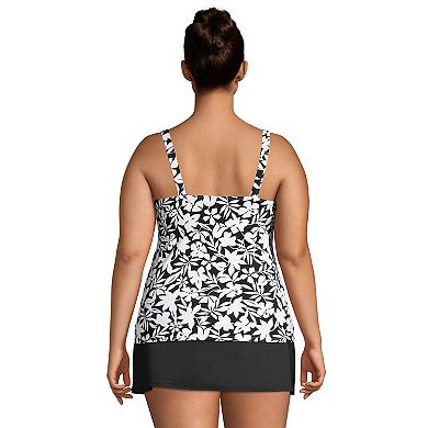 Plus Size Lands' End Mastectomy UPF 50 Squareneck Bust Minimizer Tankini Top