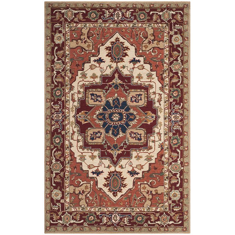 SAFAVIEH Chelsea Flowers Floral Wool Area Rug  Red/Ivory  3 9  x 5 9