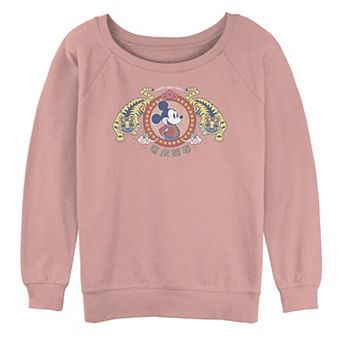 Disney's Mickey Mouse Happy New Year Kanji Style Collage Slouchy Juniors' Terry Tee