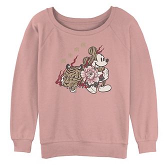 Juniors' Disney Mickey Mouse New Year Kanji Portrait Slouchy Terry Tee