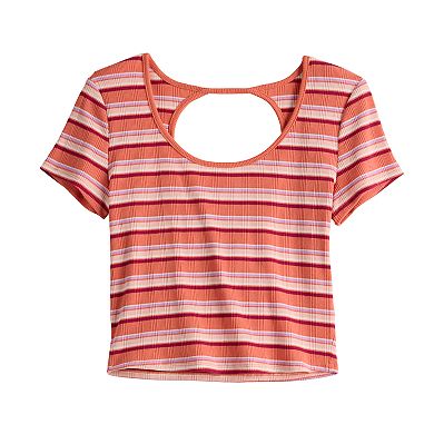 Juniors' SO® Cropped Striped Baby Tee