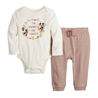 Disney's Mickey Mouse & Minnie Mouse Baby Boy Fall Holiday Bodysuit & Jogger Pants Set by Jumping Beans®
