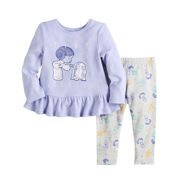 duizend Stereotype Vulgariteit Baby Girl Jumping Beans Star Wars Princess Leia & R2D2 Graphic Peplum Top &  Leggings Set