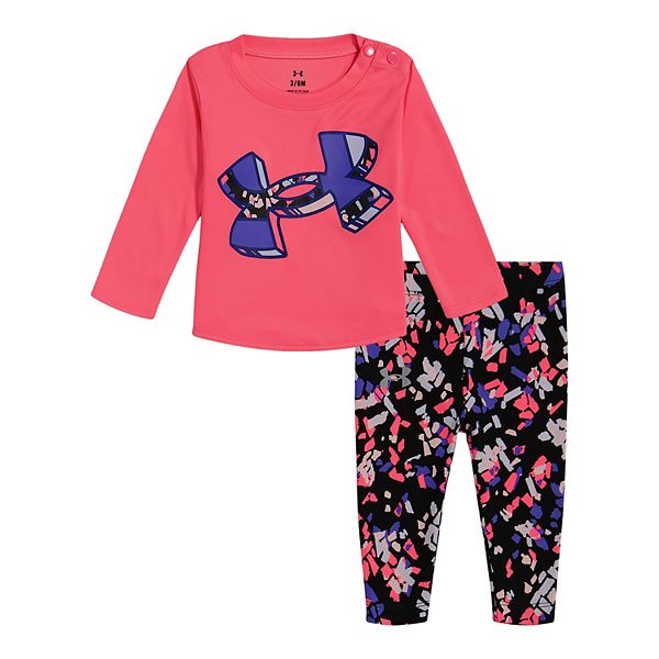 Baby Girl Under Armour Long Sleeve Graphic Tee & Printed Leggings Set