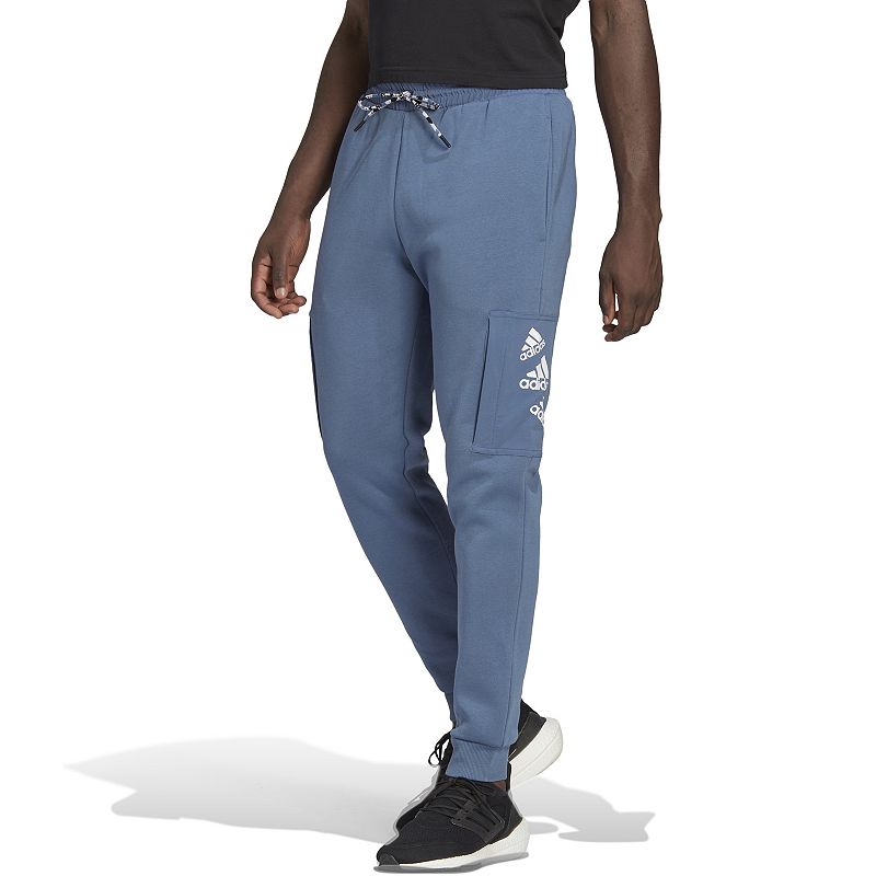 Mens adidas Essentials BrandLove Fleece Sweatpants, Size: Small, Dark Blue