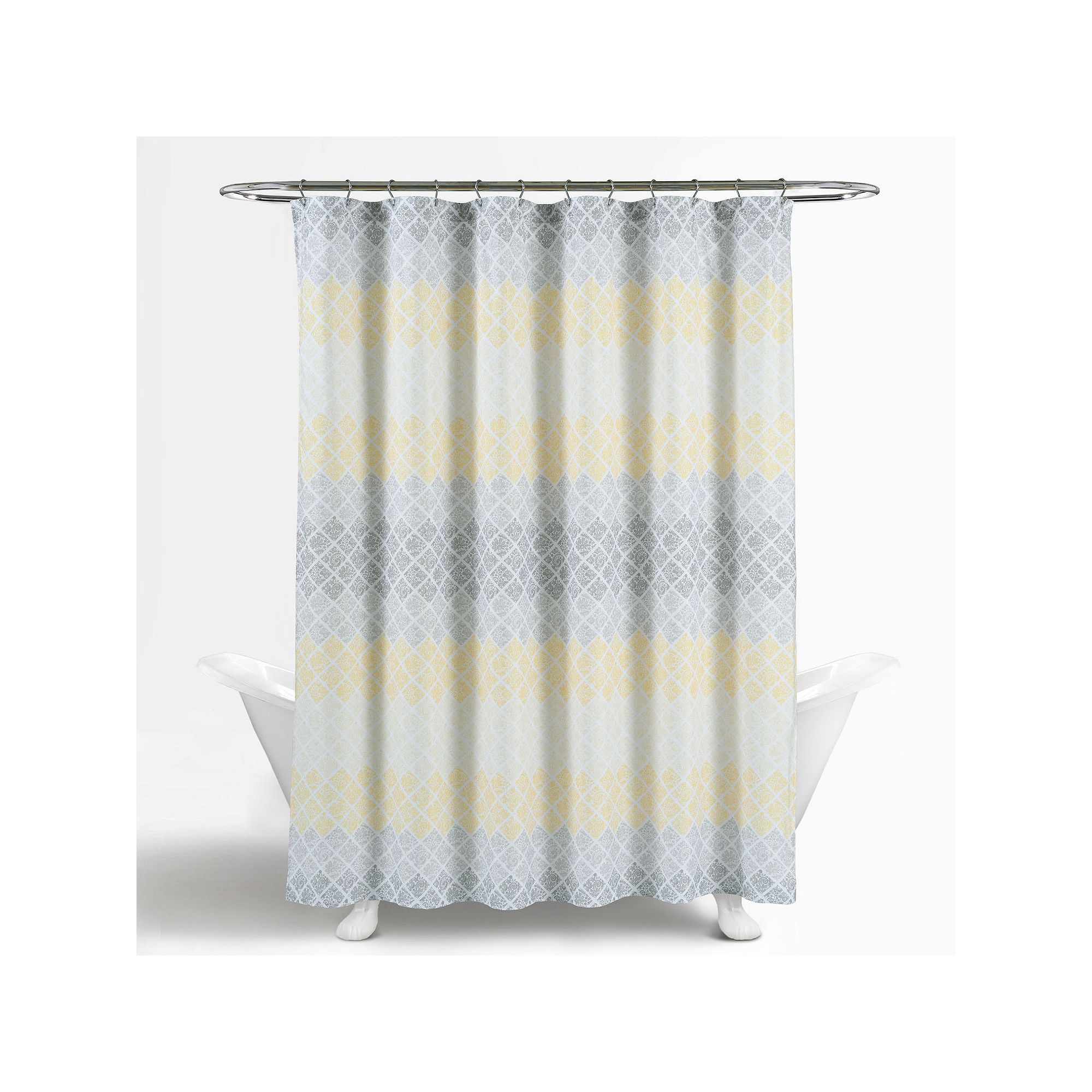 Lush Decor Medallion Ombre Shower Curtain, Size: 72X72, Yellow Gray